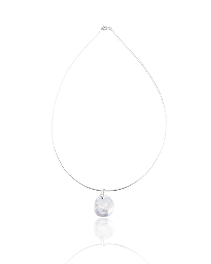 Silver full moon pearl necklace