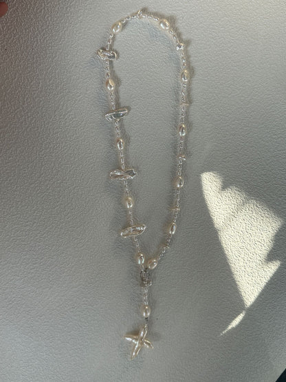 Fishbone Baroque Cross Necklace