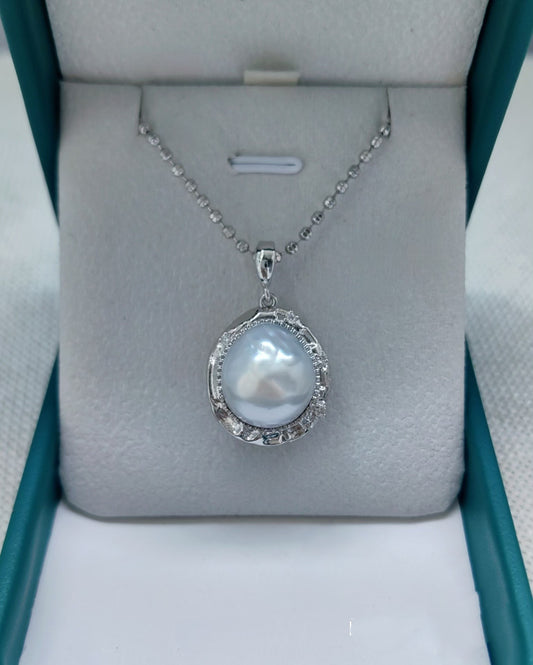 "Dreamy Blue" Seawater Australian-White Baroque Bezel-Set Pendant Collection