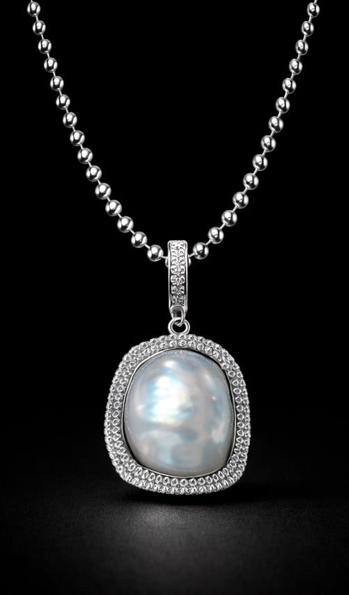 “Touch” Seawater Australian-White Baroque Pearl Featured Pendant Collection