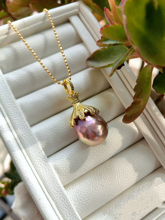 Neon-Hued Baroque Golden Crown Necklace