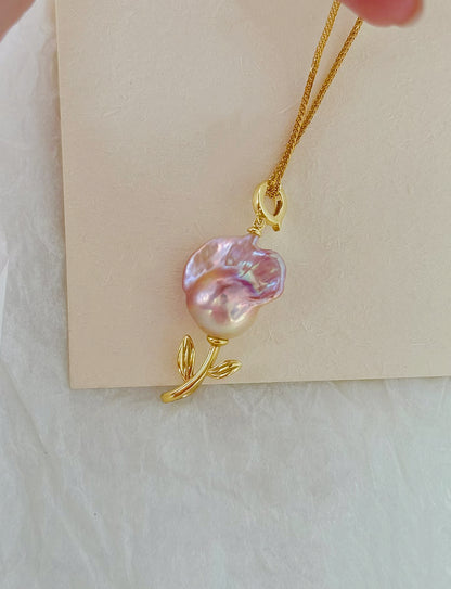 ‘Rose Garden’ Golden Dual-Use Baroque Necklace