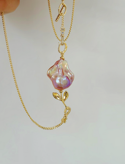 ‘Rose Garden’ Golden Dual-Use Baroque Necklace