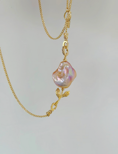 ‘Rose Garden’ Golden Dual-Use Baroque Necklace