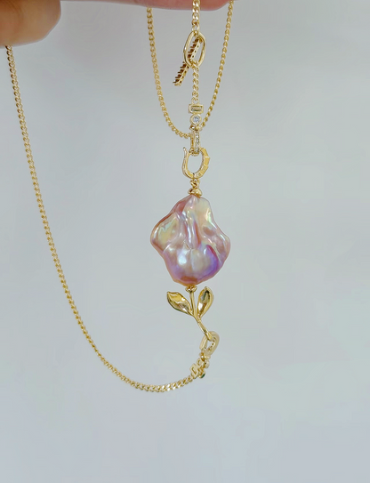 ‘Rose Garden’ Golden Dual-Use Baroque Necklace