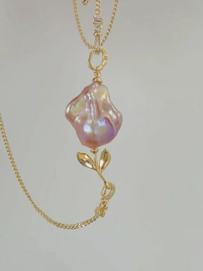 ‘Rose Garden’ Golden Dual-Use Baroque Necklace