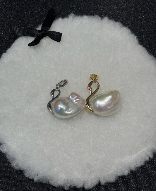 “Swan Lake” Natural Baroque Pearl Pendant