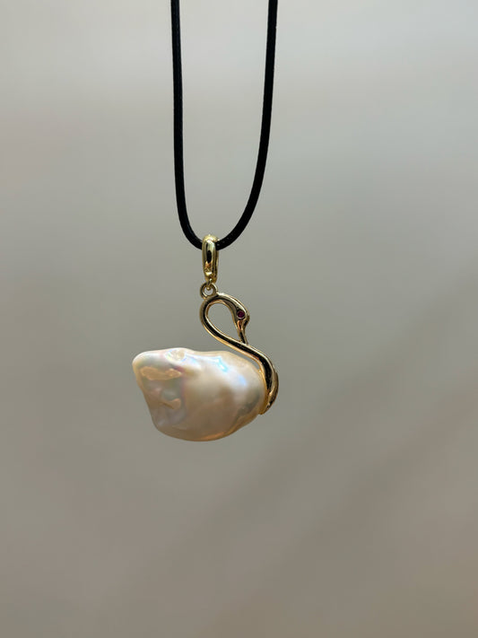 “Swan Lake” Natural Baroque Pearl Pendant