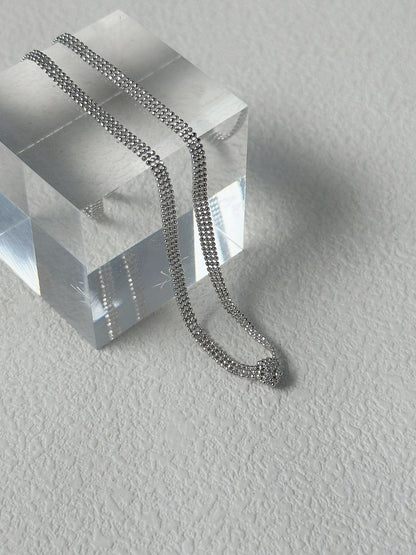 Silver and Blue Flow・Natural Keshi Pearl Silver Knot Necklace