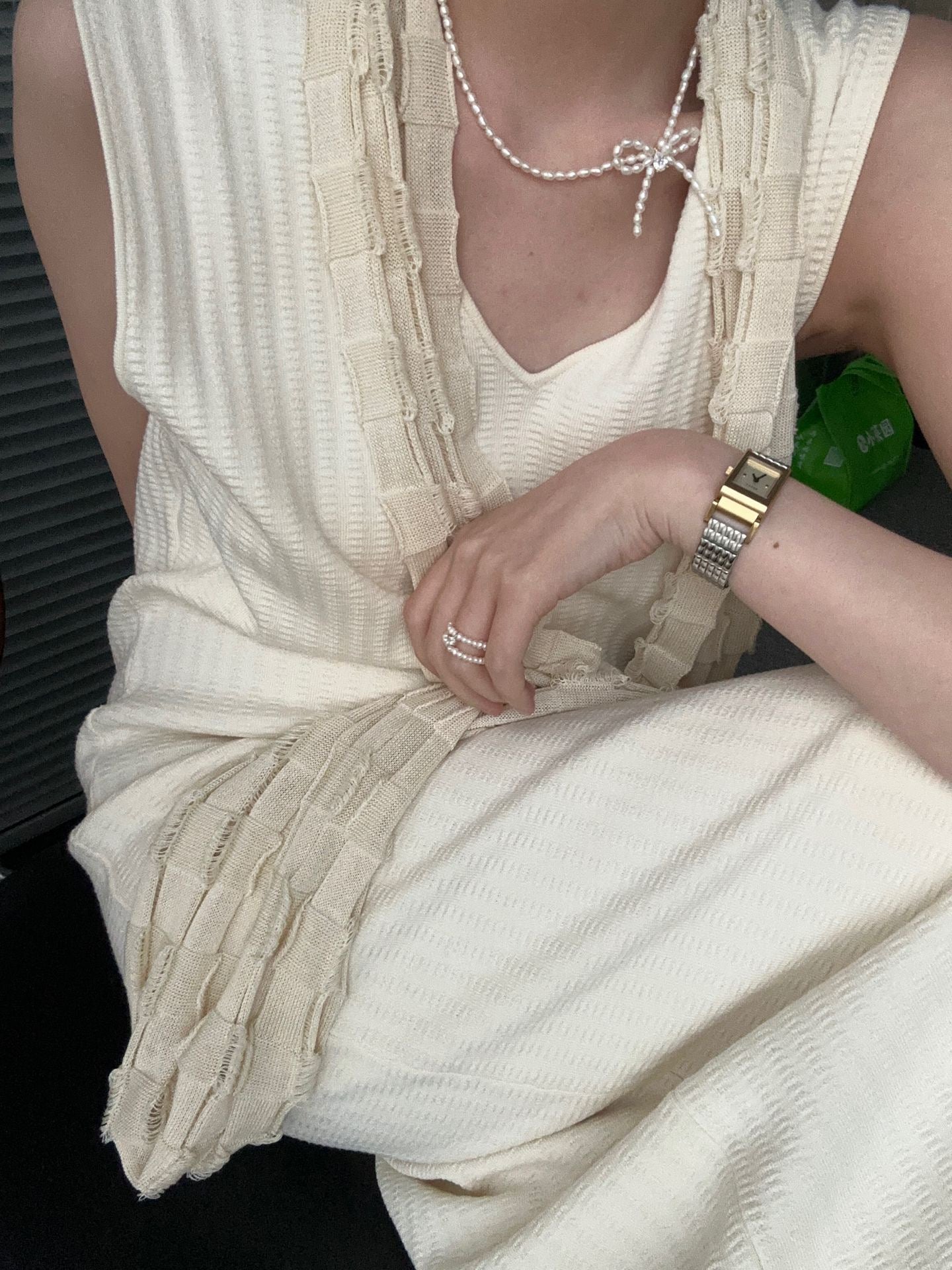 Butterfly Knot Grain Pearl Choker