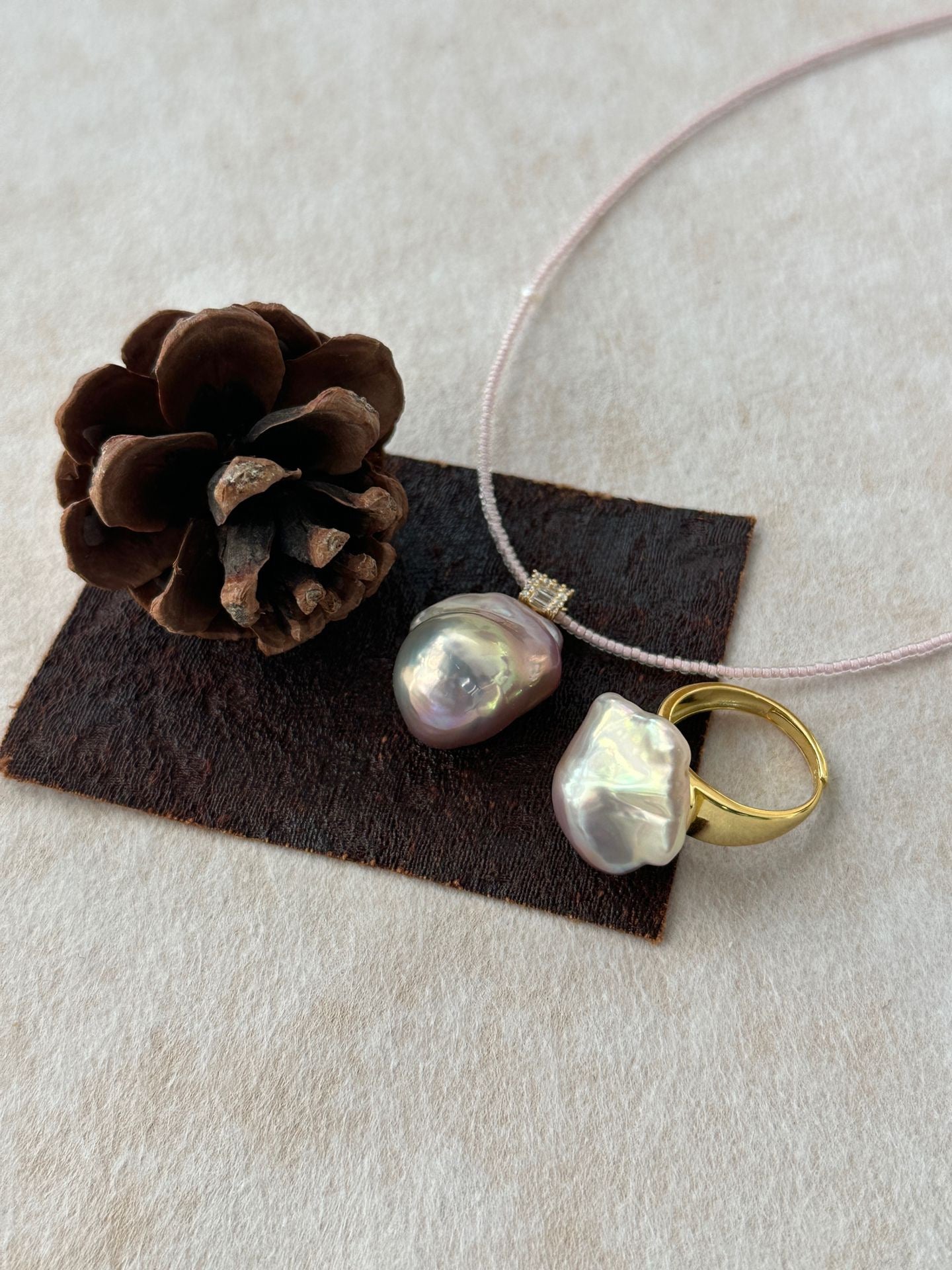 Dreamy Pink Diamond and Rose Quartz Natural Baroque Pearl Necklace