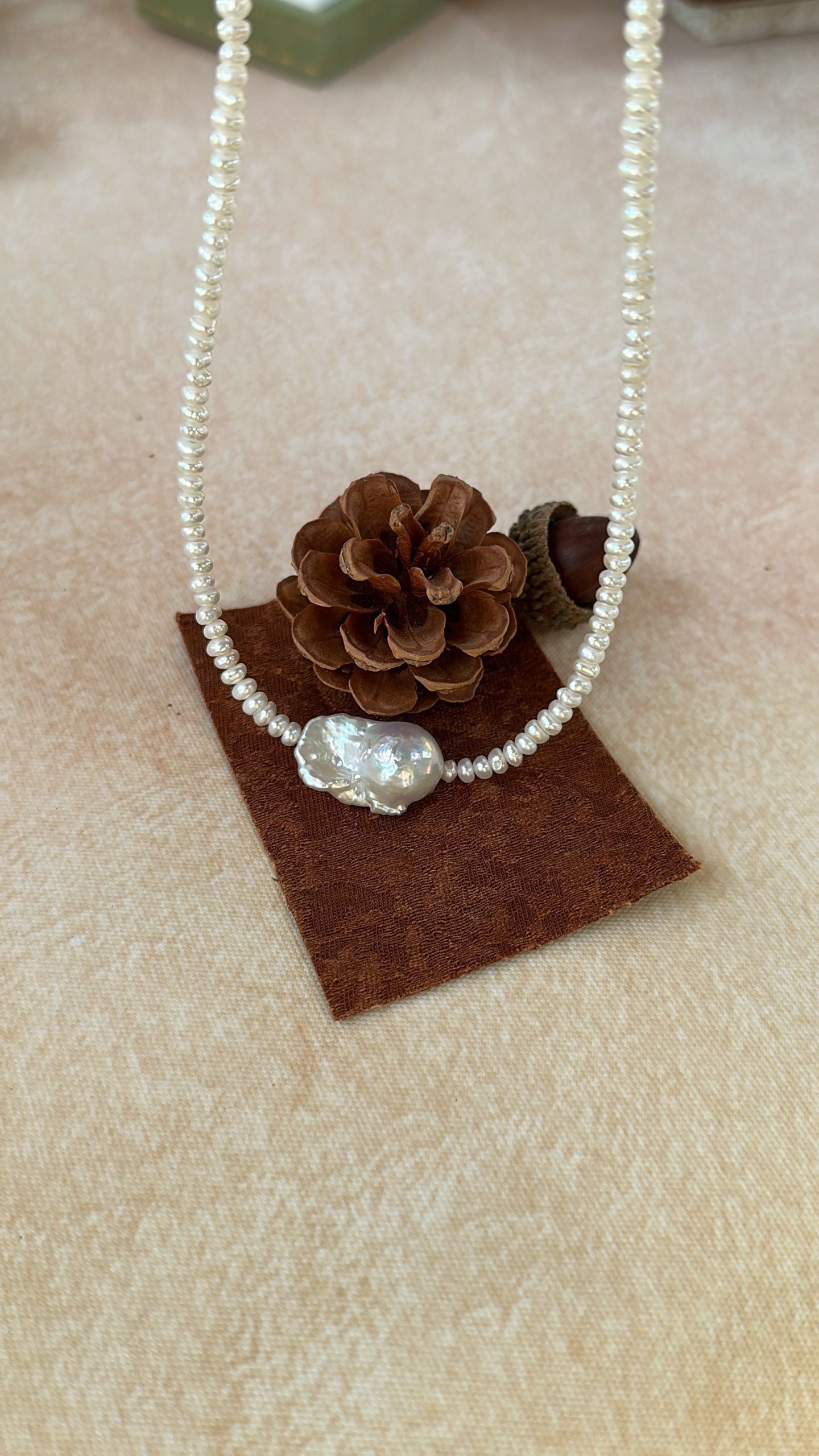 Aurora Snow-White Baroque and Rice-Grain Natural Pearl Necklace
