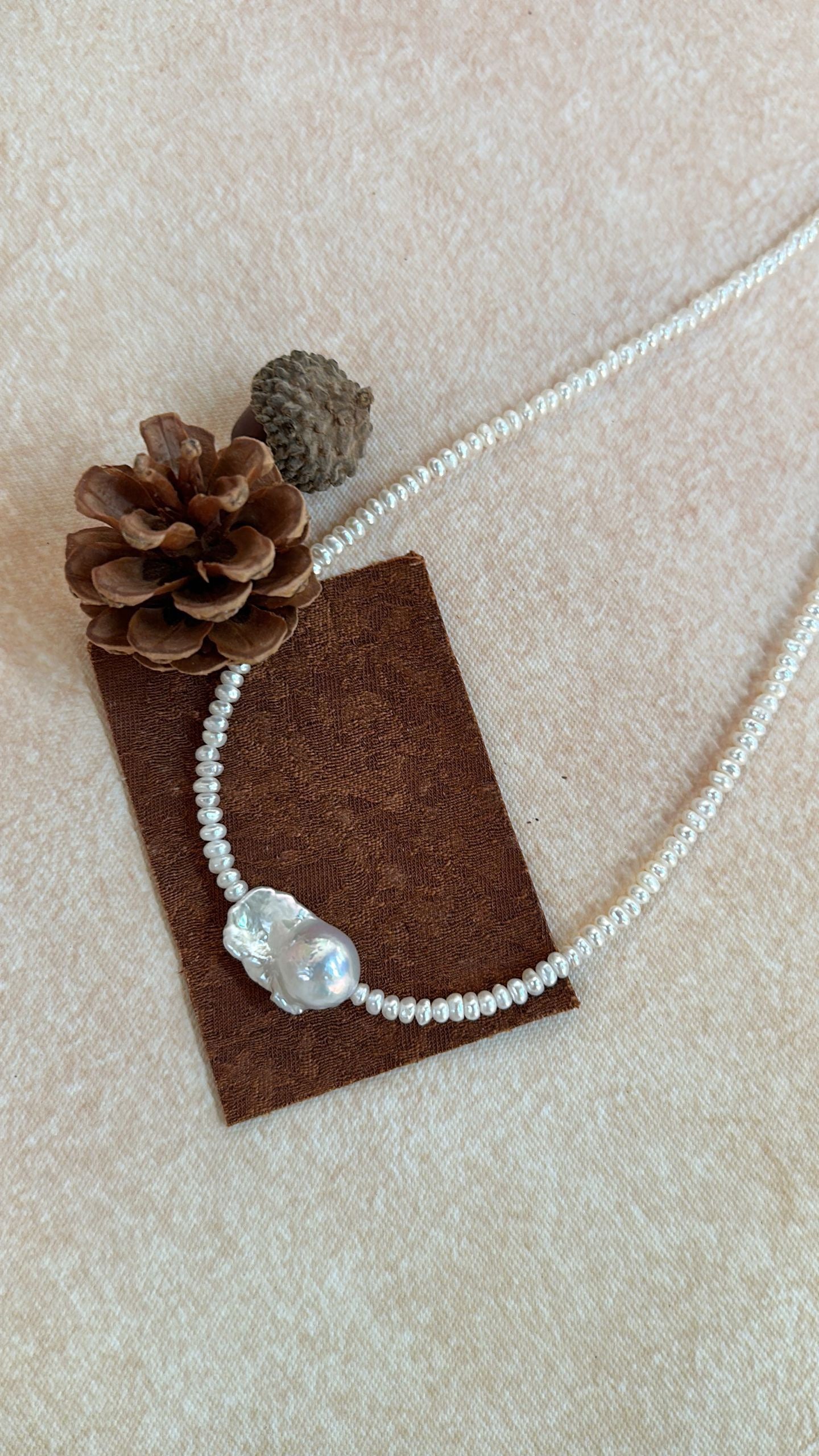 Aurora Snow-White Baroque and Rice-Grain Natural Pearl Necklace