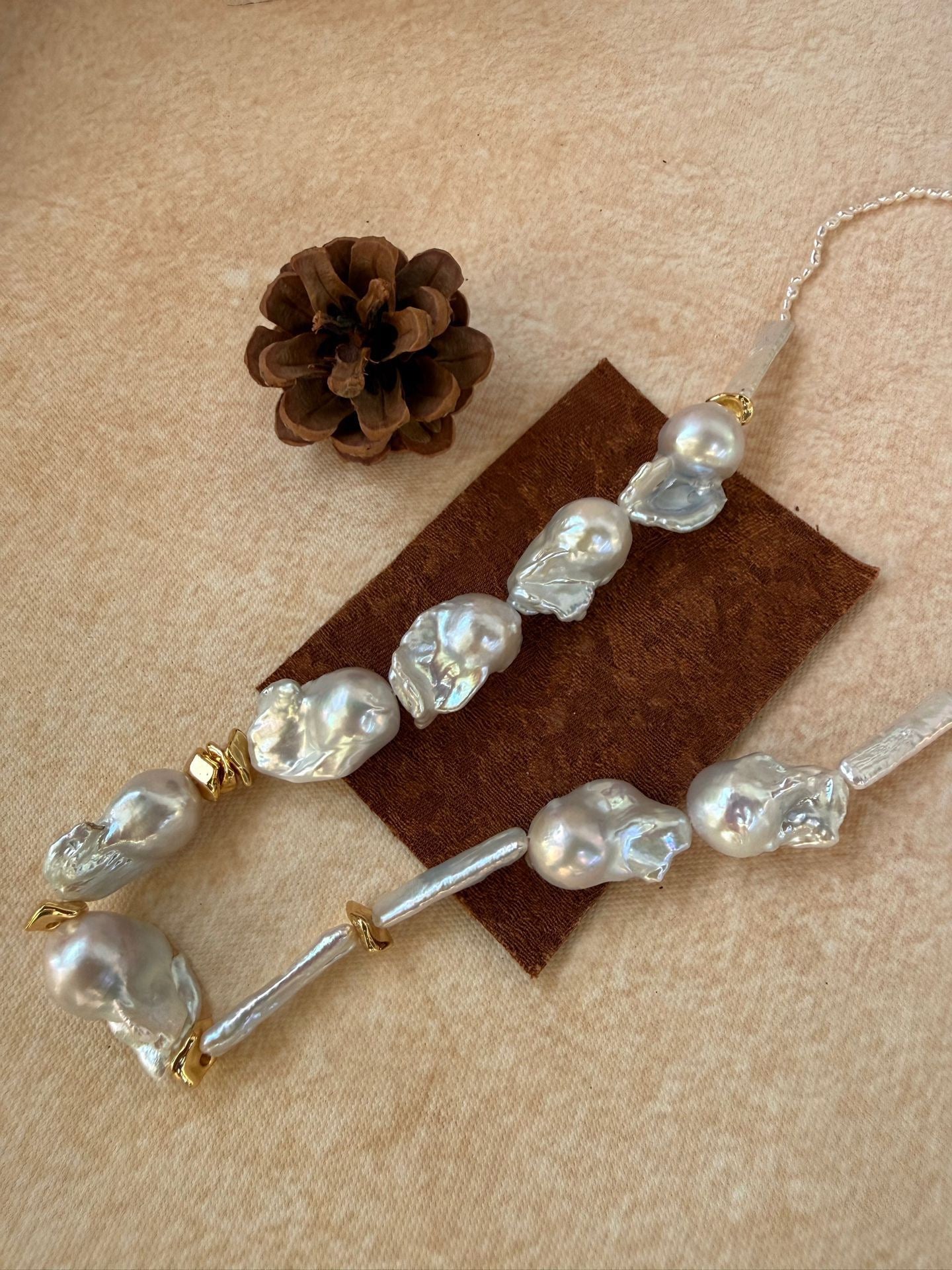 Barnwind Baroque Pearl Necklace with Metallic Accents