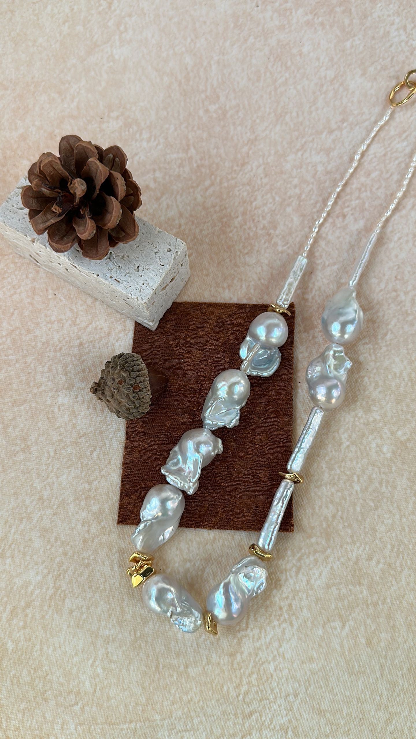 Barnwind Baroque Pearl Necklace with Metallic Accents