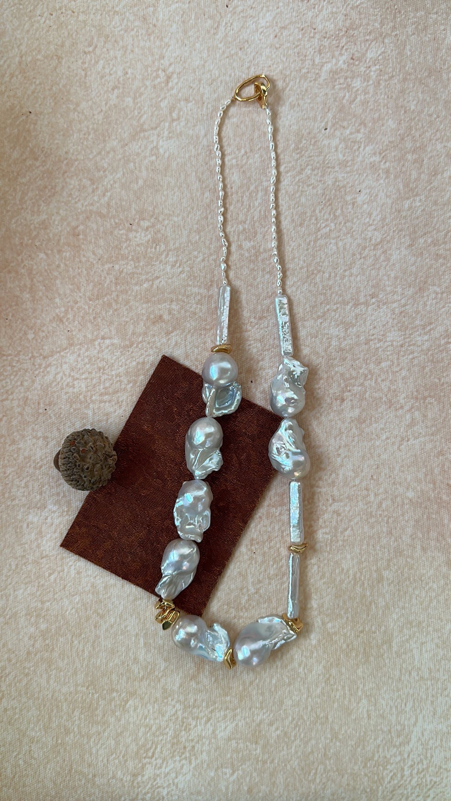 Barnwind Baroque Pearl Necklace with Metallic Accents