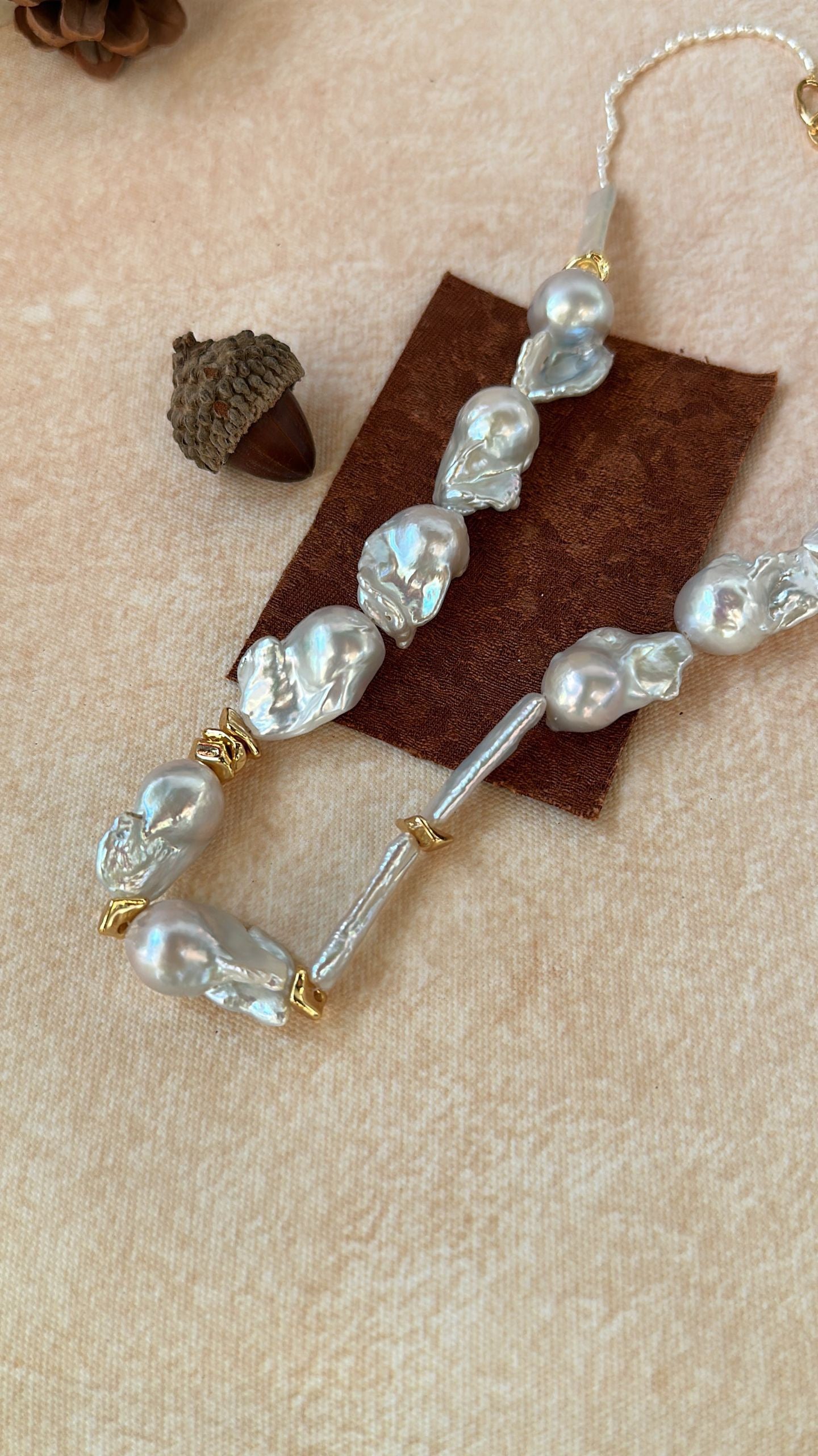 Barnwind Baroque Pearl Necklace with Metallic Accents