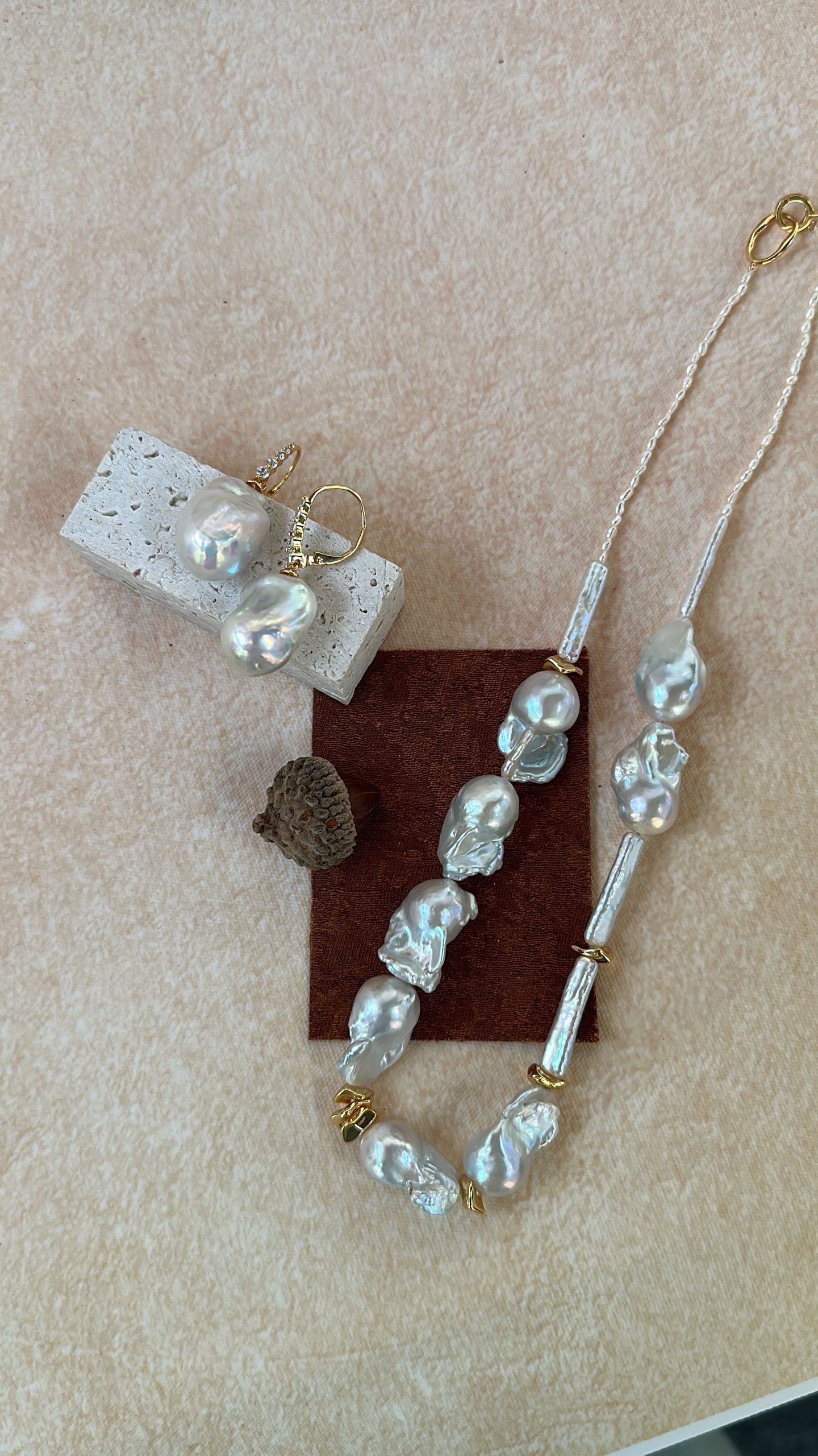 Barnwind Baroque Pearl Necklace with Metallic Accents