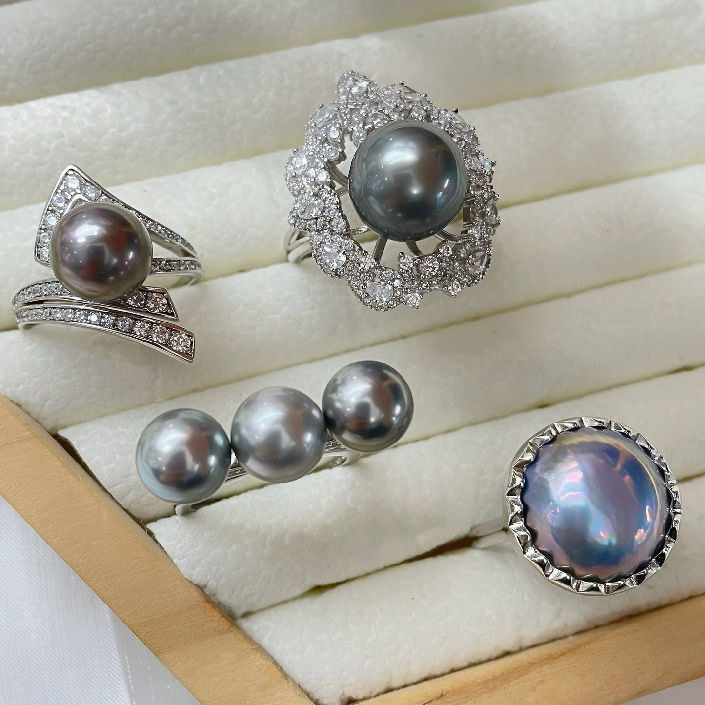 Lace Floral Tahiti Pearl Ring