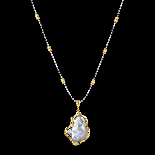 “Dreamy Oil Colors” Exquisite Velvet-Finish Australian White Blue-Blood Pearl Custom Pendant