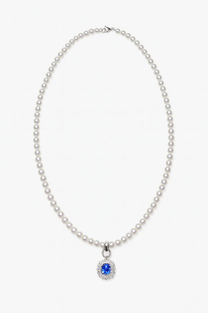 Cultivated Sapphire & Freshwater Pearl Cornflower Necklace