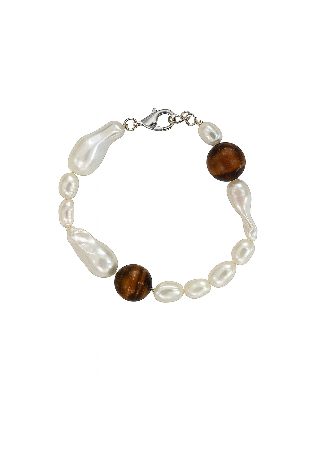 ‘Amber Sunset’ Tiger Stone&Baroque Bracelet & Necklace