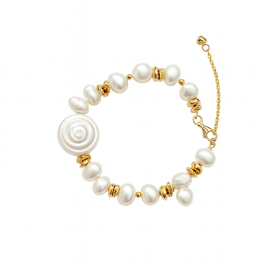 Metal Keshi Petal Golden Bracelet