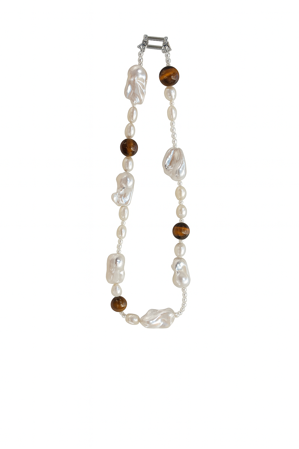 ‘Amber Sunset’ Tiger Stone&Baroque Bracelet & Necklace