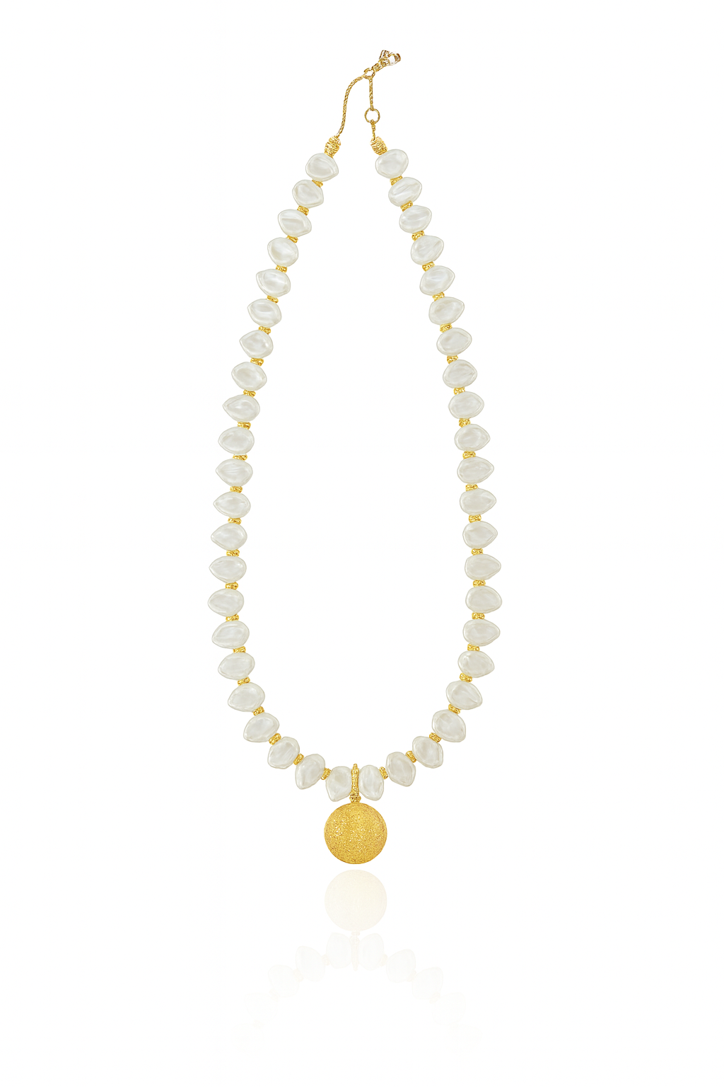 Metal Keshi Pearl Golden Necklace