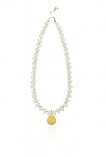 Metal Keshi Pearl Golden Necklace