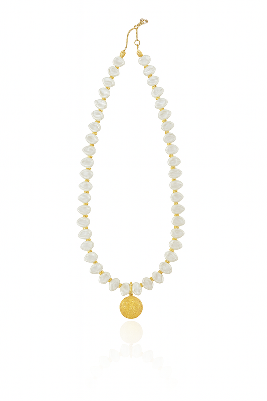 Metal Keshi Pearl Golden Necklace