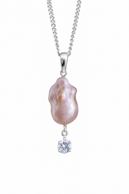 ‘Party Surprise’ White/Purple Baroque Diamond Pendant