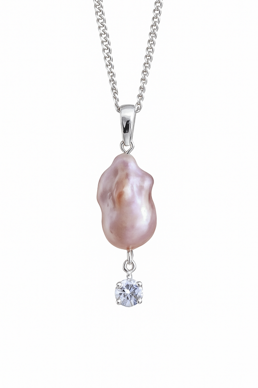 ‘Party Surprise’ White/Purple Baroque Diamond Pendant