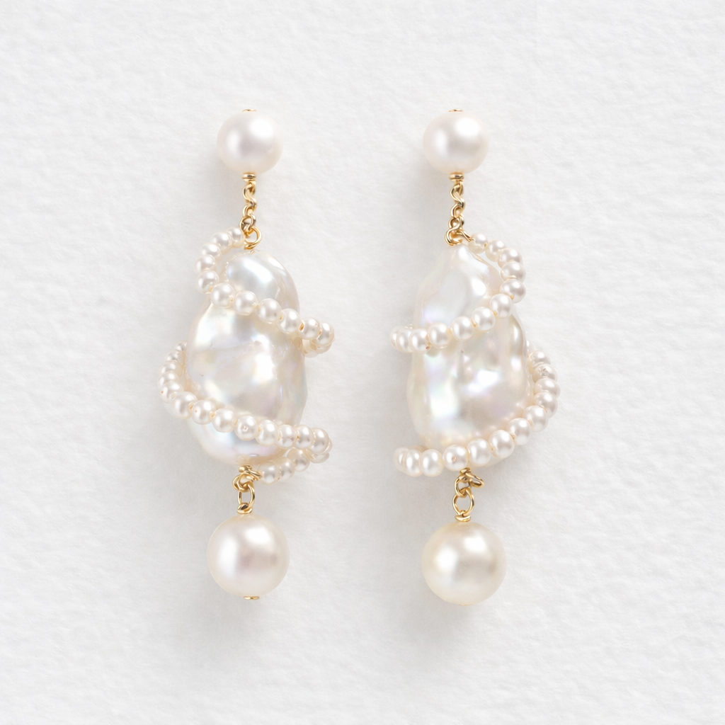 Dreamy Christmas Tree Baroque Pearl Earrings