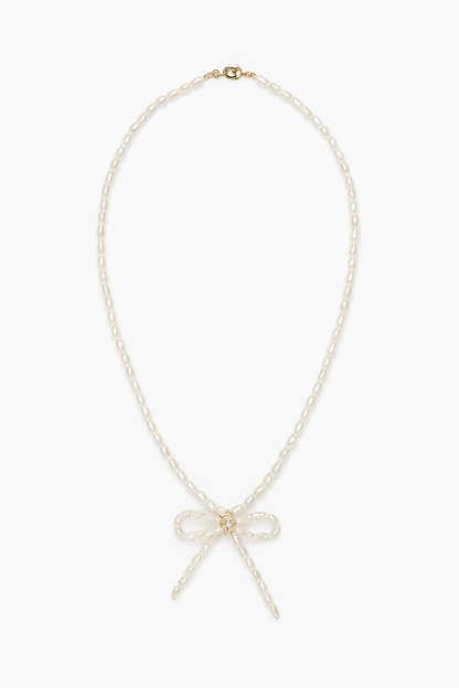 Butterfly Knot Grain Pearl Choker
