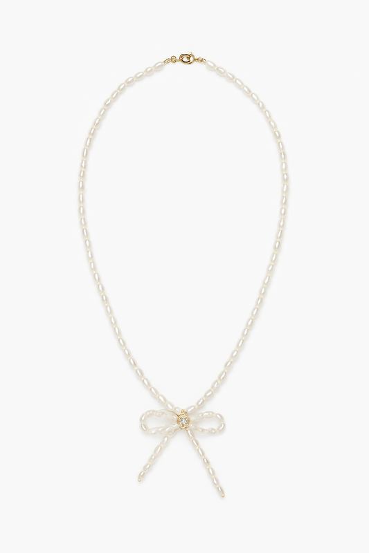 Butterfly Knot Grain Pearl Choker