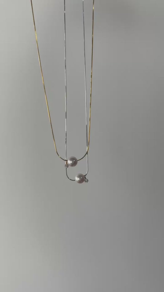 Seawater Round Pearl Diamond Necklace