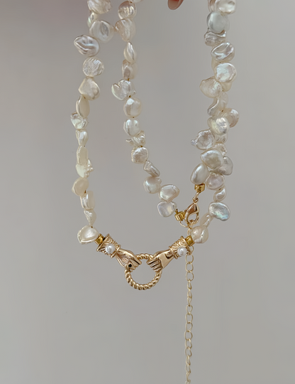 “The Golden Oath” Sun Eye Baroque and Keshi Pearl Necklace