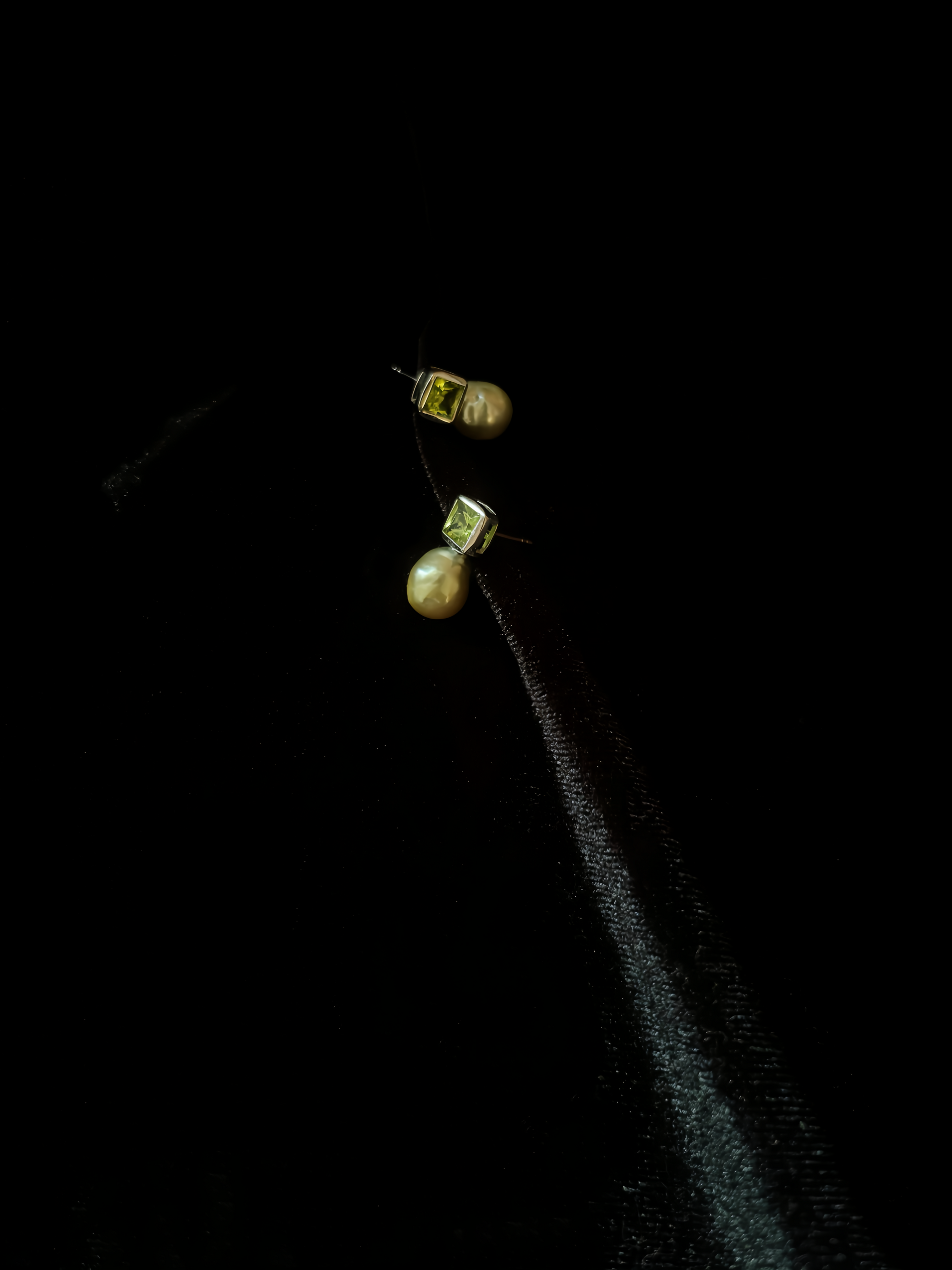 ‘Vineyard’ Natural Green Peridot & White Australian Opal Stud Earrings