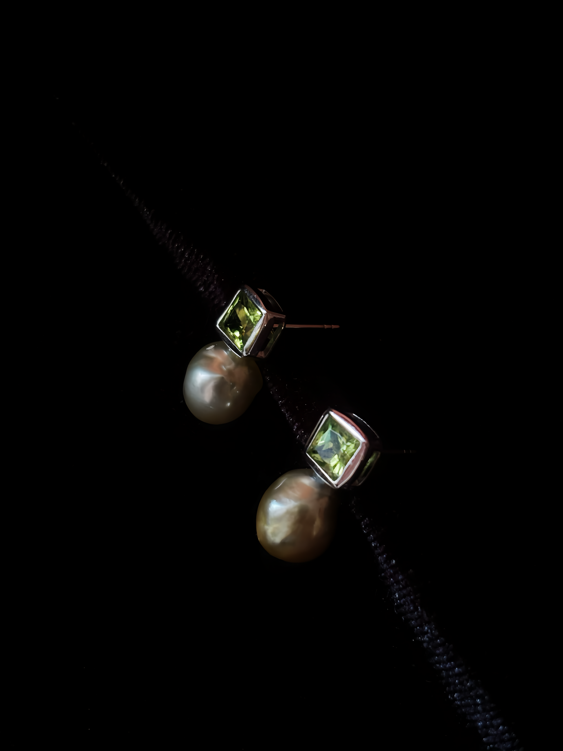 ‘Vineyard’ Natural Green Peridot & White Australian Opal Stud Earrings