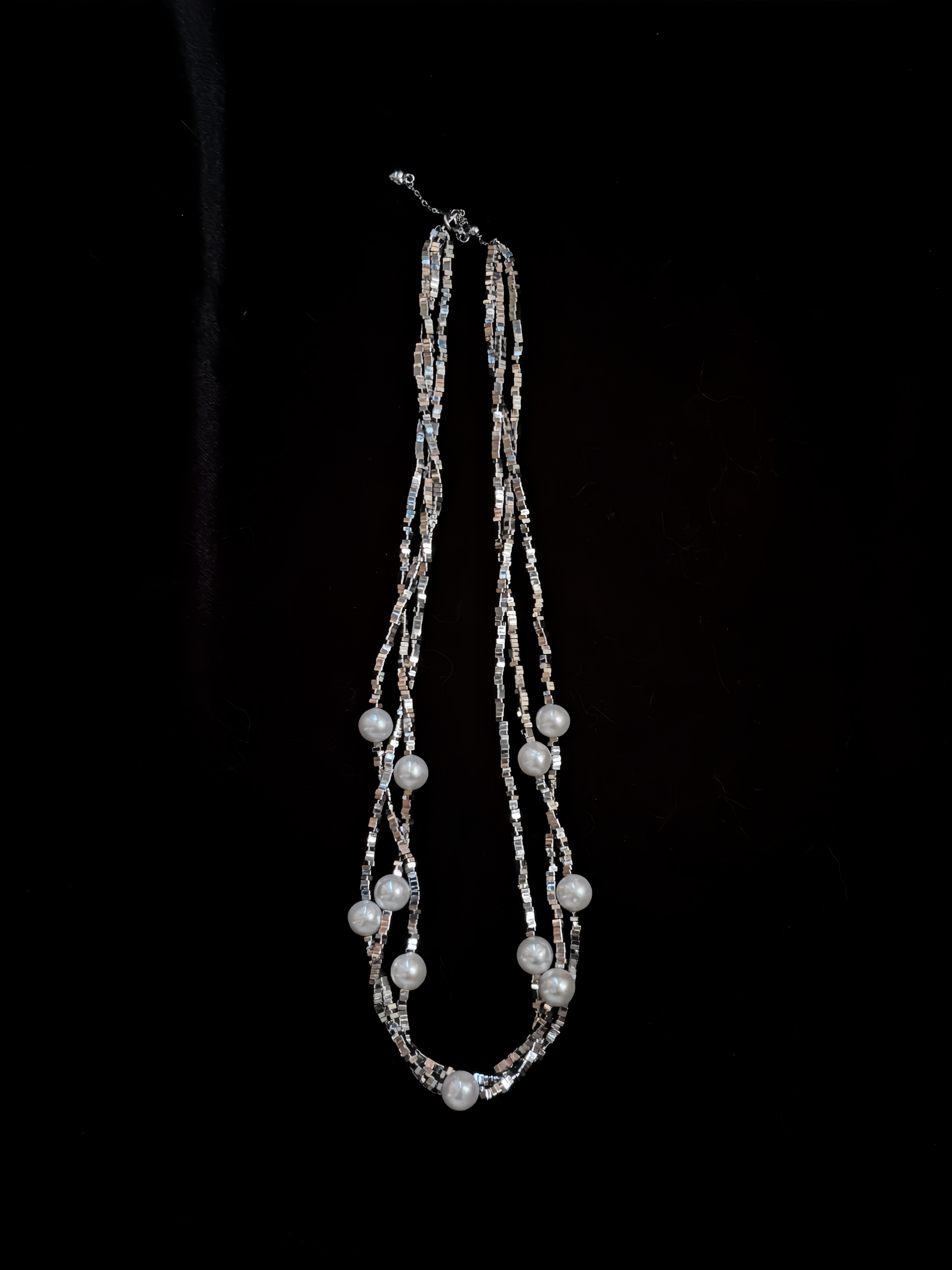 'Starlight’ Sterling Silver & Freshwater Pearl Tri-Layer Necklace