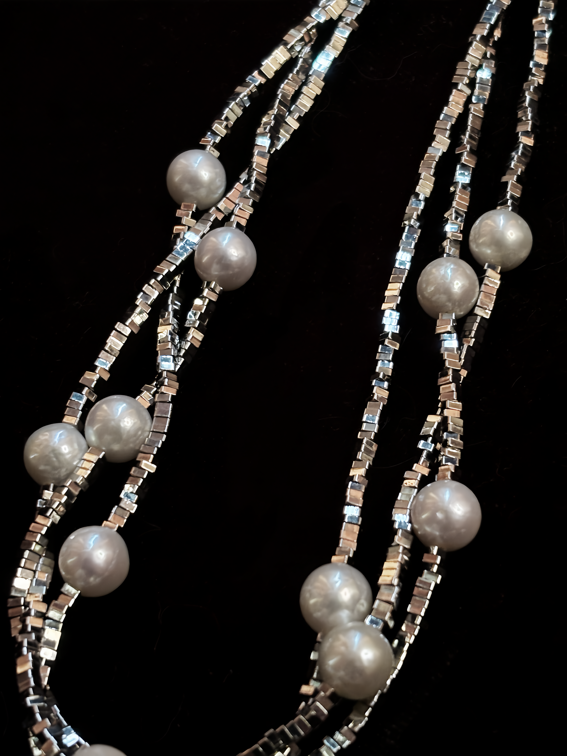 'Starlight’ Sterling Silver & Freshwater Pearl Tri-Layer Necklace